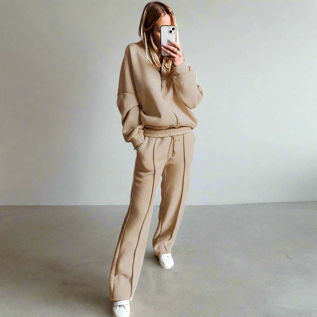 Women's Casual Slim Fit Two-piece Sporty Outfit Set - ChoreGirl