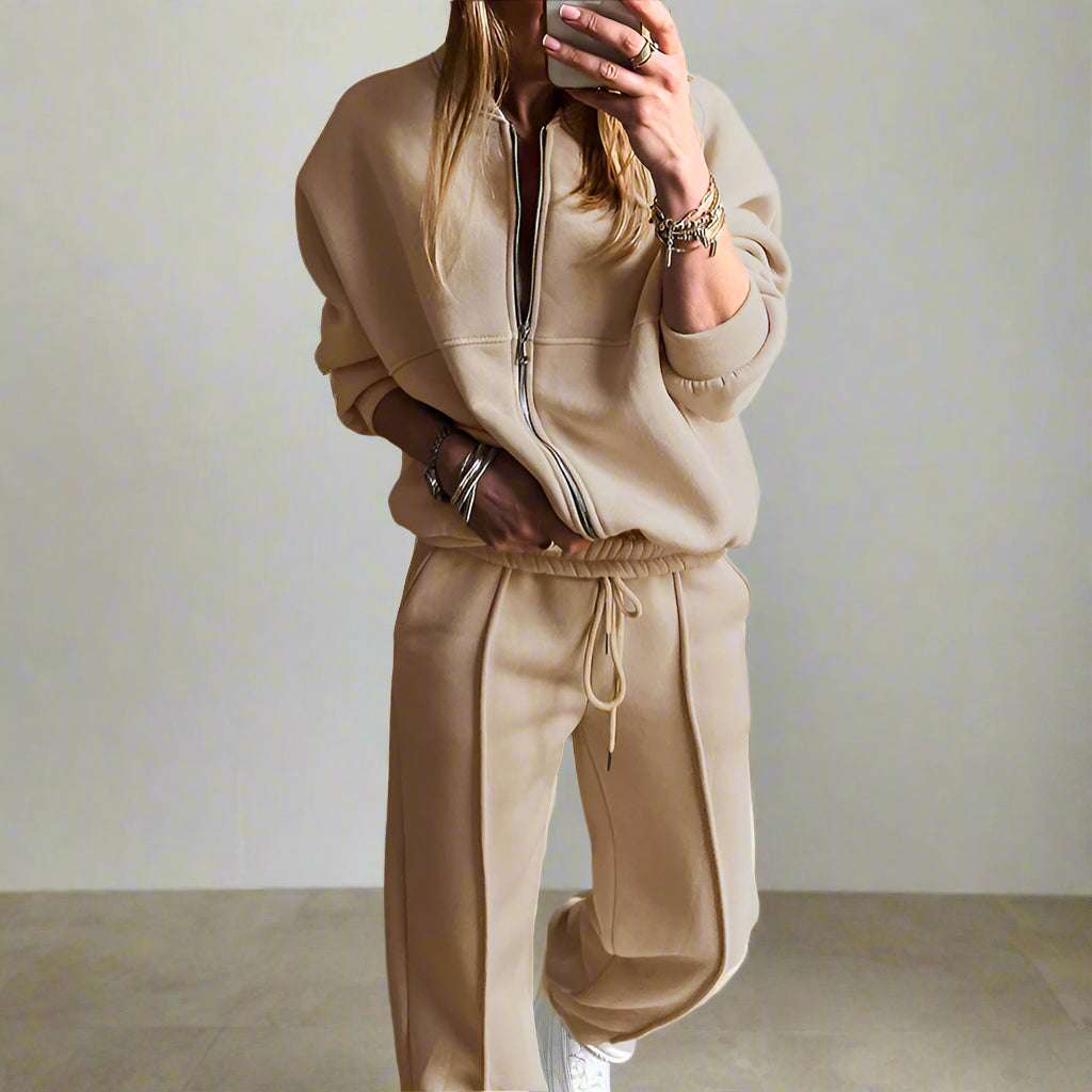 Women's Casual Slim Fit Two-piece Sporty Outfit Set - ChoreGirl