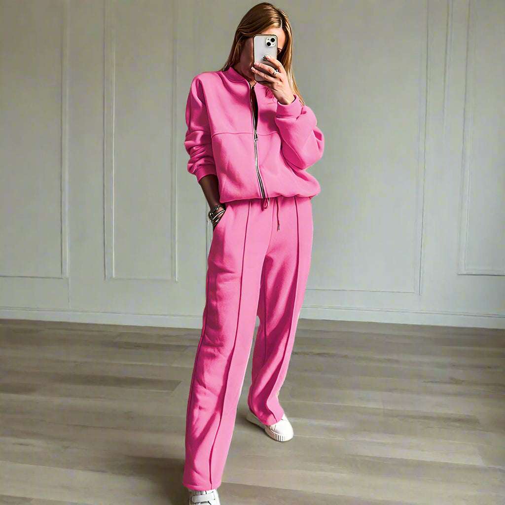 Women's Casual Slim Fit Two-piece Sporty Outfit Set - ChoreGirl