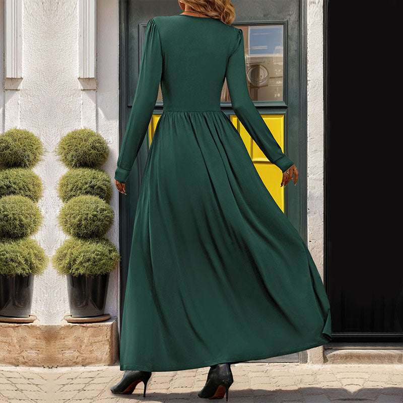 Women's Deep V-Neck Slit Slim-fitting Elegant Dress - ChoreGirl