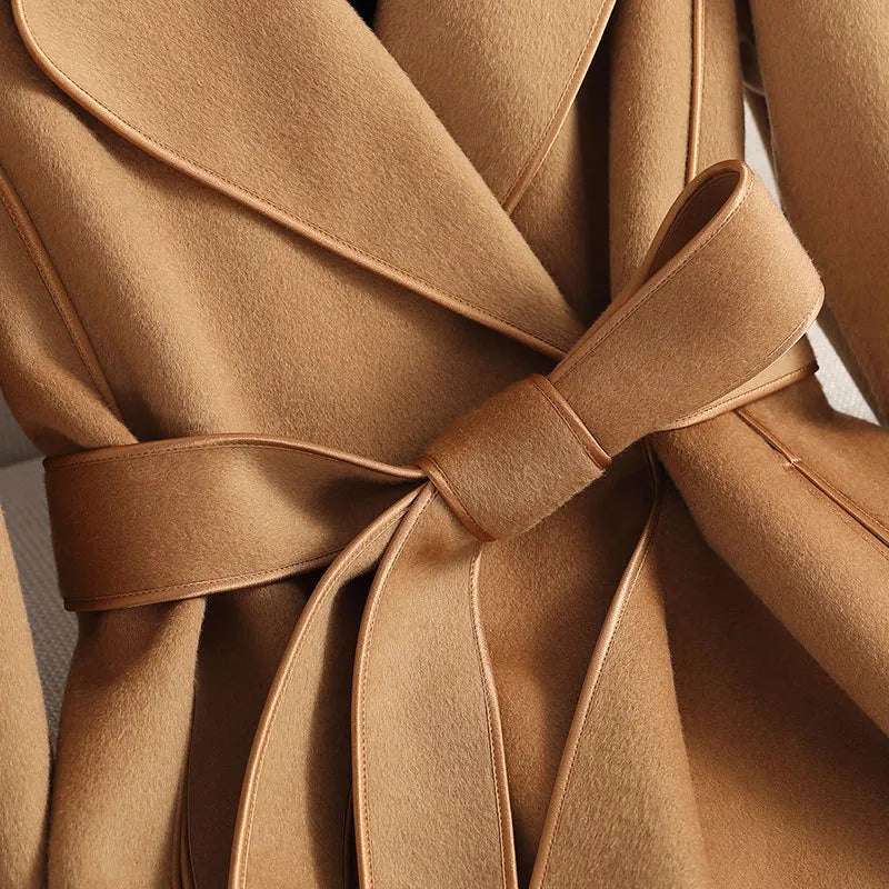 Women's Elegant Mid-length Over the Knee Woolen Coat - ChoreGirl