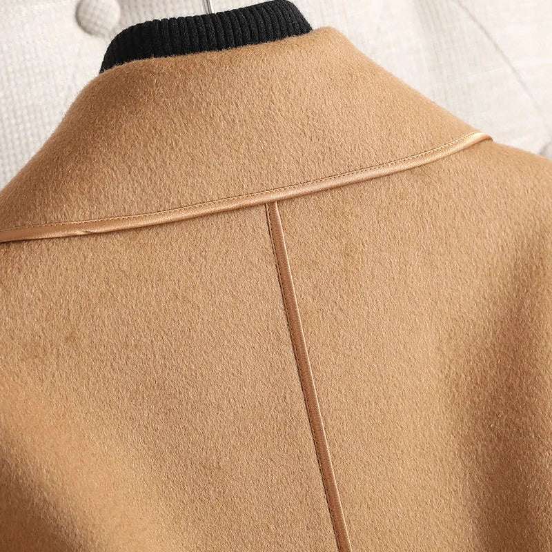 Women's Elegant Mid-length Over the Knee Woolen Coat - ChoreGirl