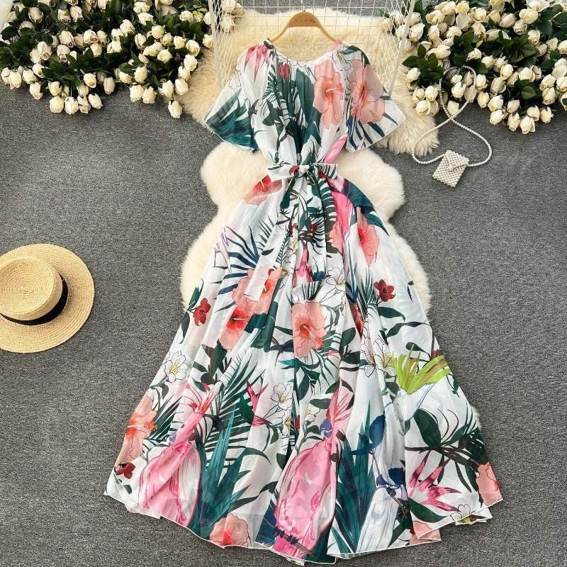 Women's Light Lace-Up Waist Summer Dress - ChoreGirl