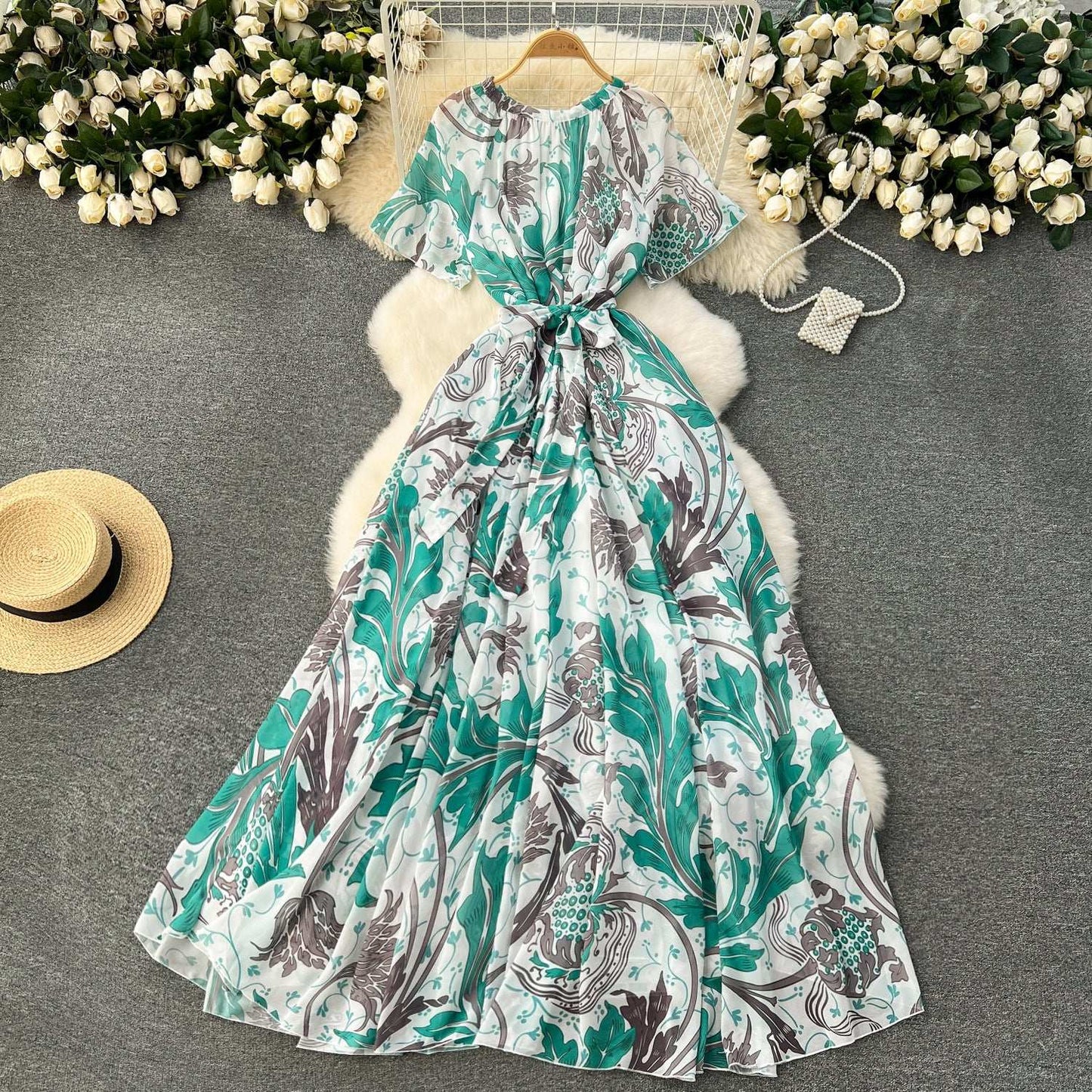 Women's Light Lace-Up Waist Summer Dress - ChoreGirl
