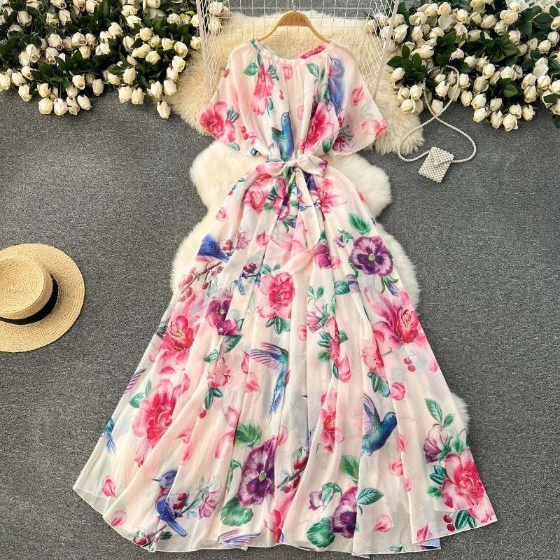 Women's Light Lace-Up Waist Summer Dress - ChoreGirl