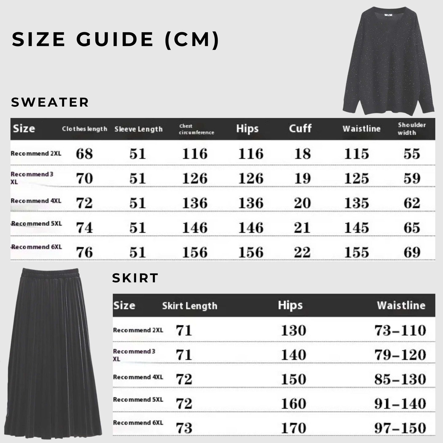 Women's Loose V-neck Sweater and Velvet Skirt Outfit Set Pieces - ChoreGirl