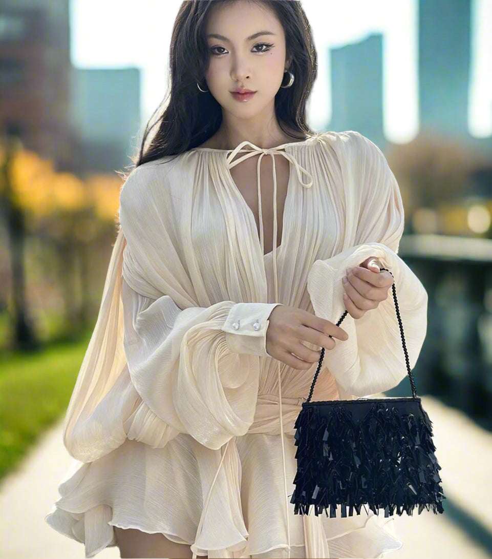 Women's Romantic Sweet Lotus Leaf Style Mini Dress - ChoreGirl