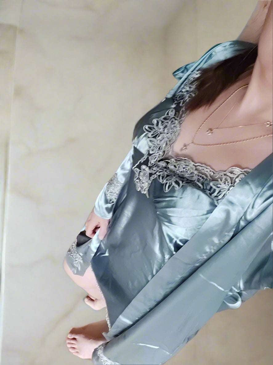 Women's Romantic and Sexy Four Piece Night Gown Loungewear Set - ChoreGirl