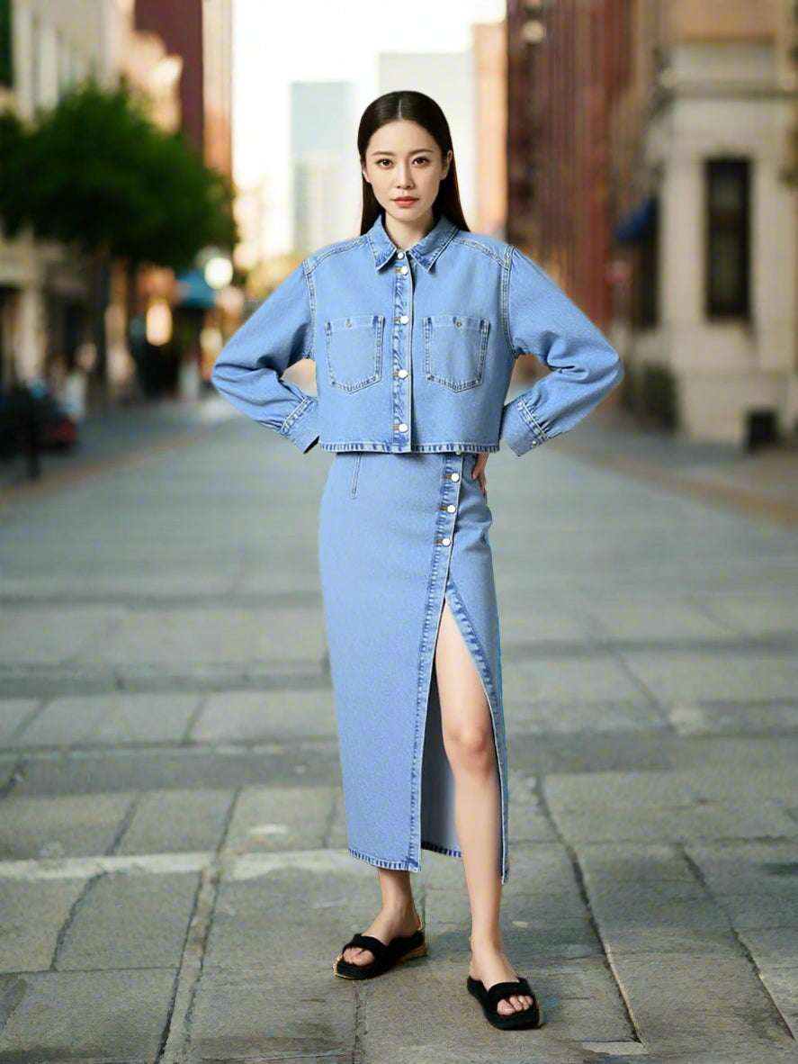 Women's Short Denim Jacket or Mid-length Denim Skirt - ChoreGirl