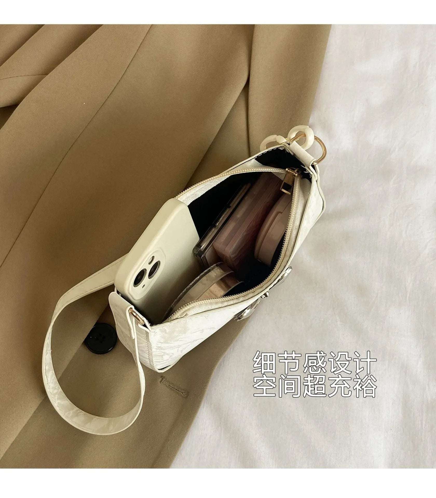 Women's Small One Shoulder Bag with a Metal Bow - ChoreGirl