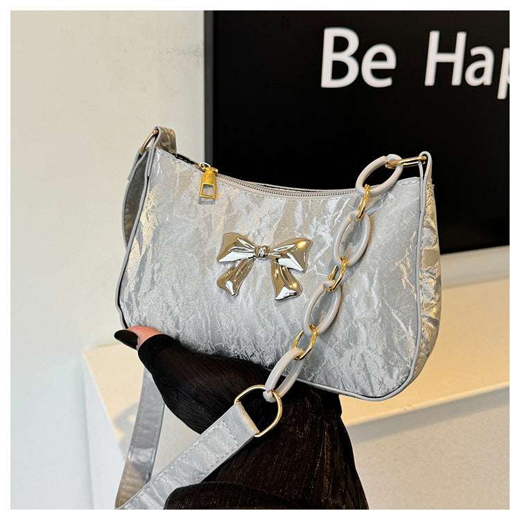 Women's Small One Shoulder Bag with a Metal Bow - ChoreGirl