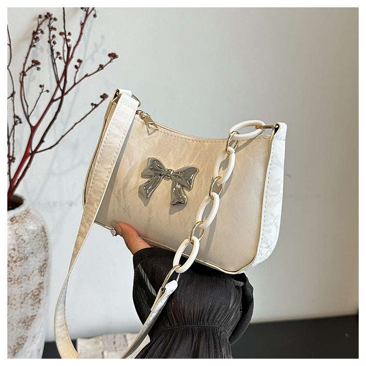 Women's Small One Shoulder Bag with a Metal Bow - ChoreGirl