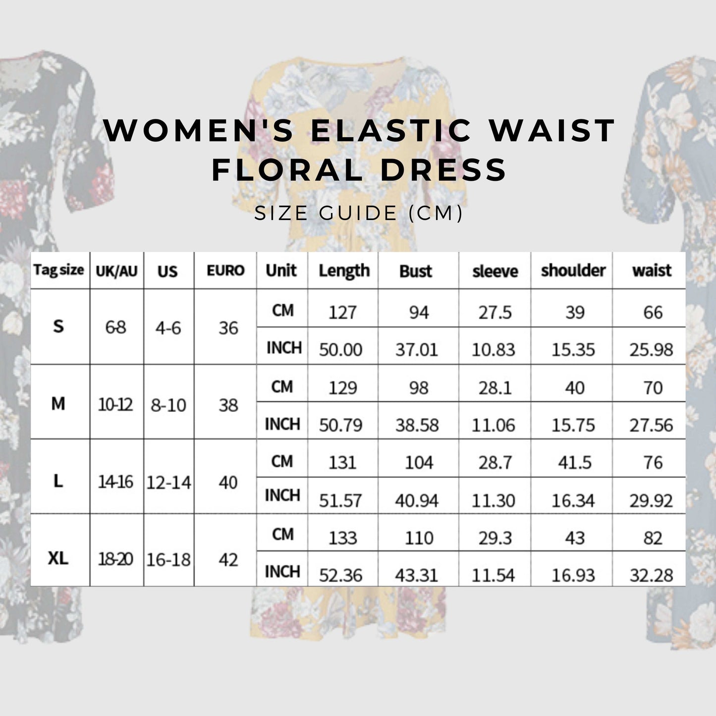 Women's Elastic Waist Floral Dress - ChoreGirl