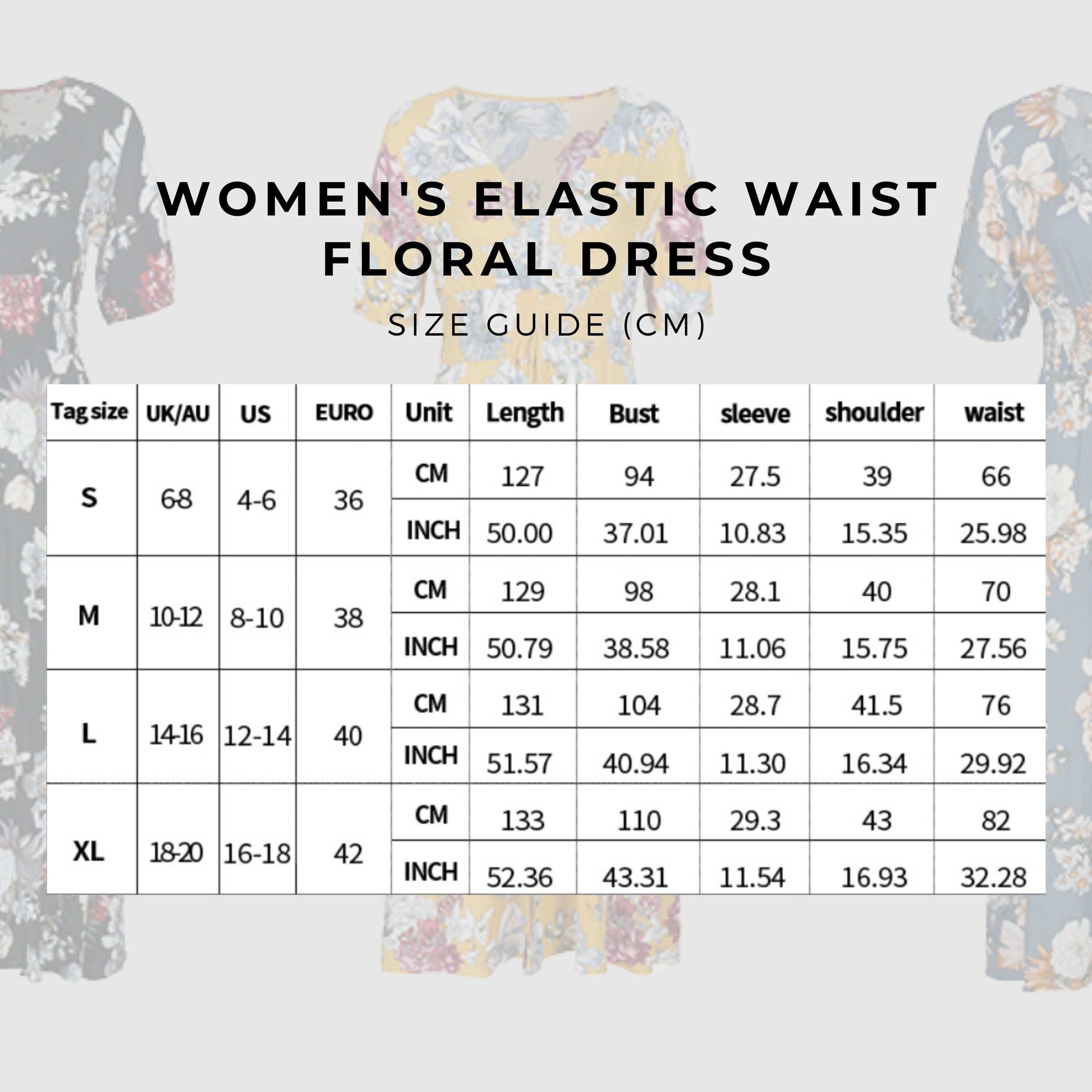 Women's Elastic Waist Floral Dress - ChoreGirl