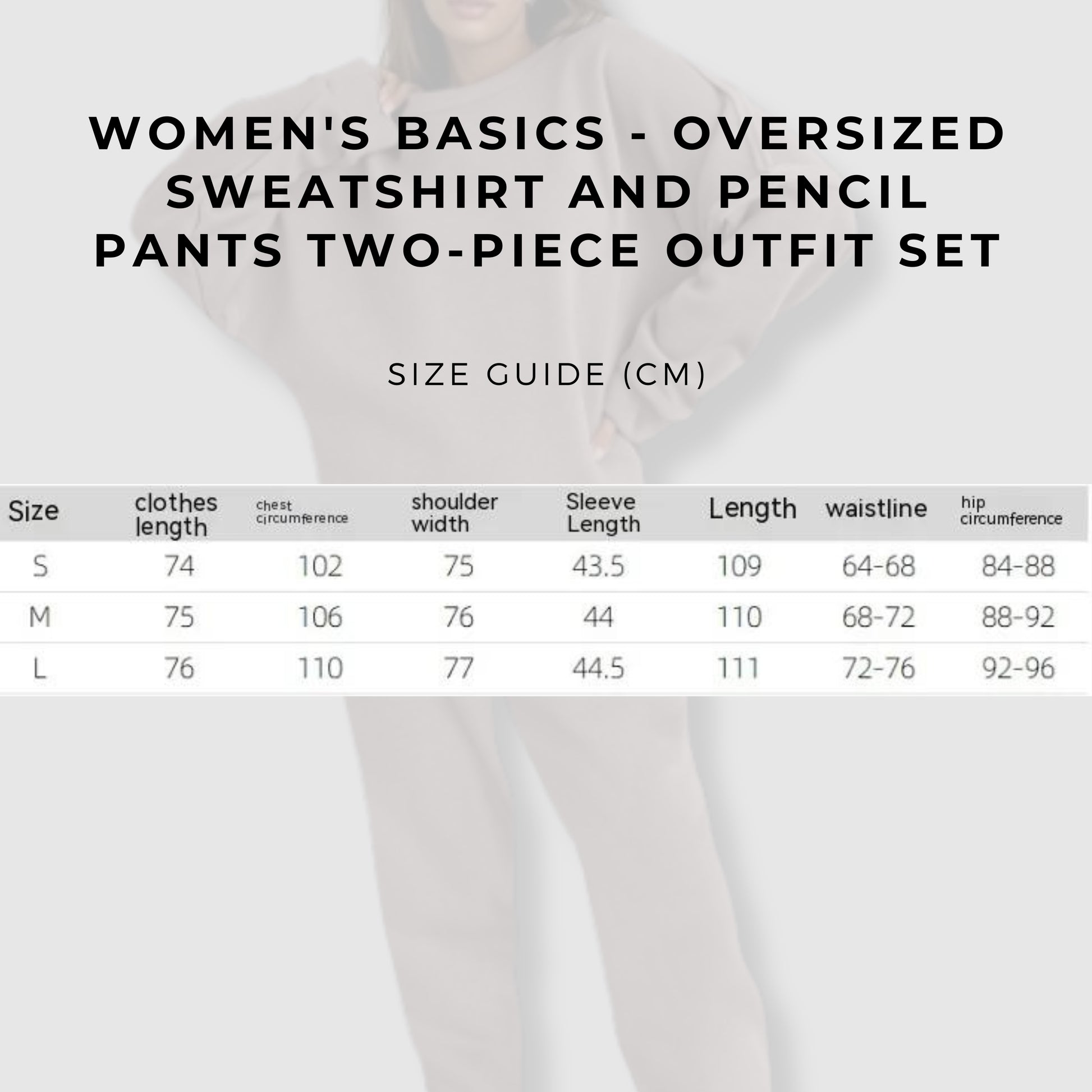 Women's Basics - Oversized Sweatshirt and Pencil Pants Two-piece Outfit Set - ChoreGirl