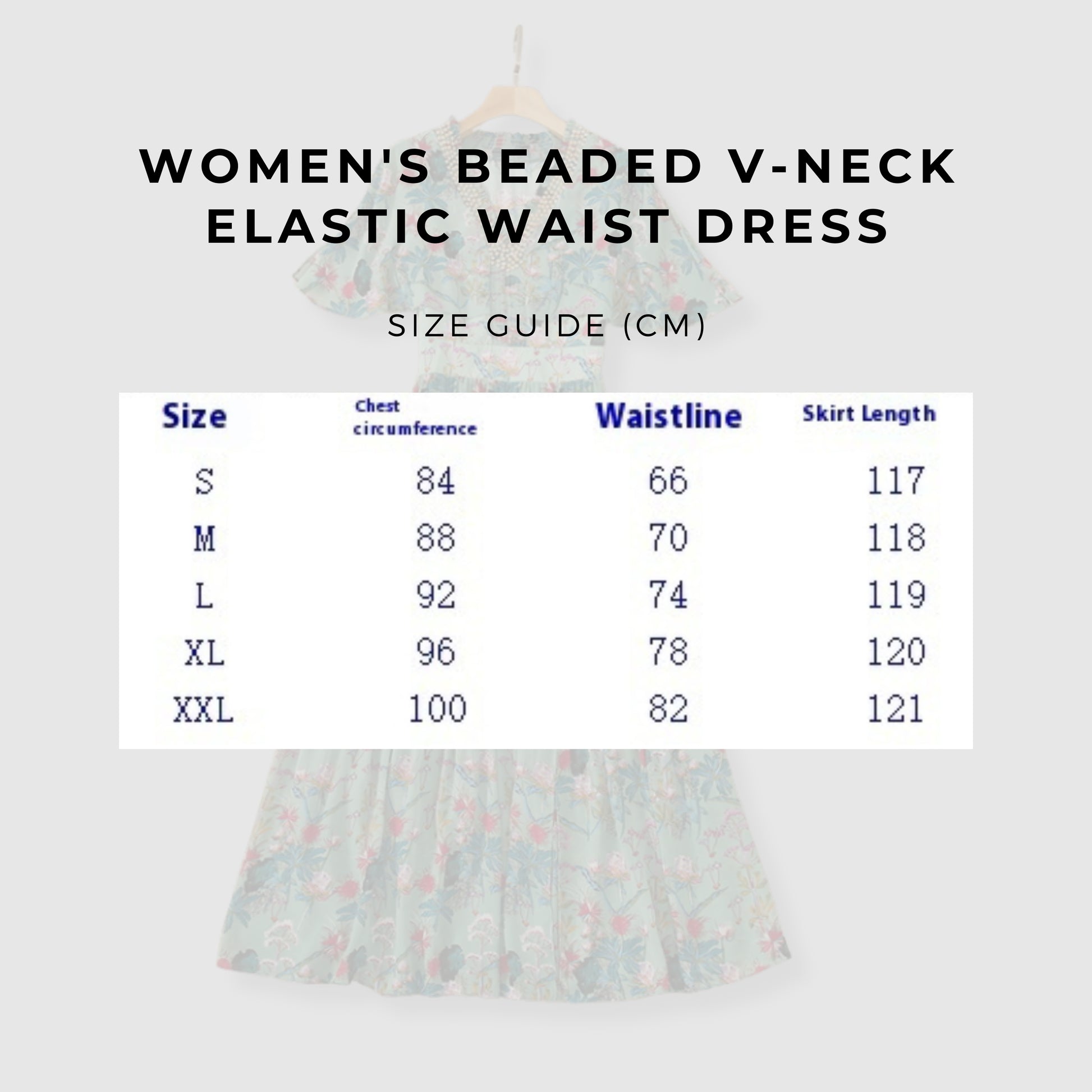 Women's Beaded V-neck Elastic Waist Dress - ChoreGirl