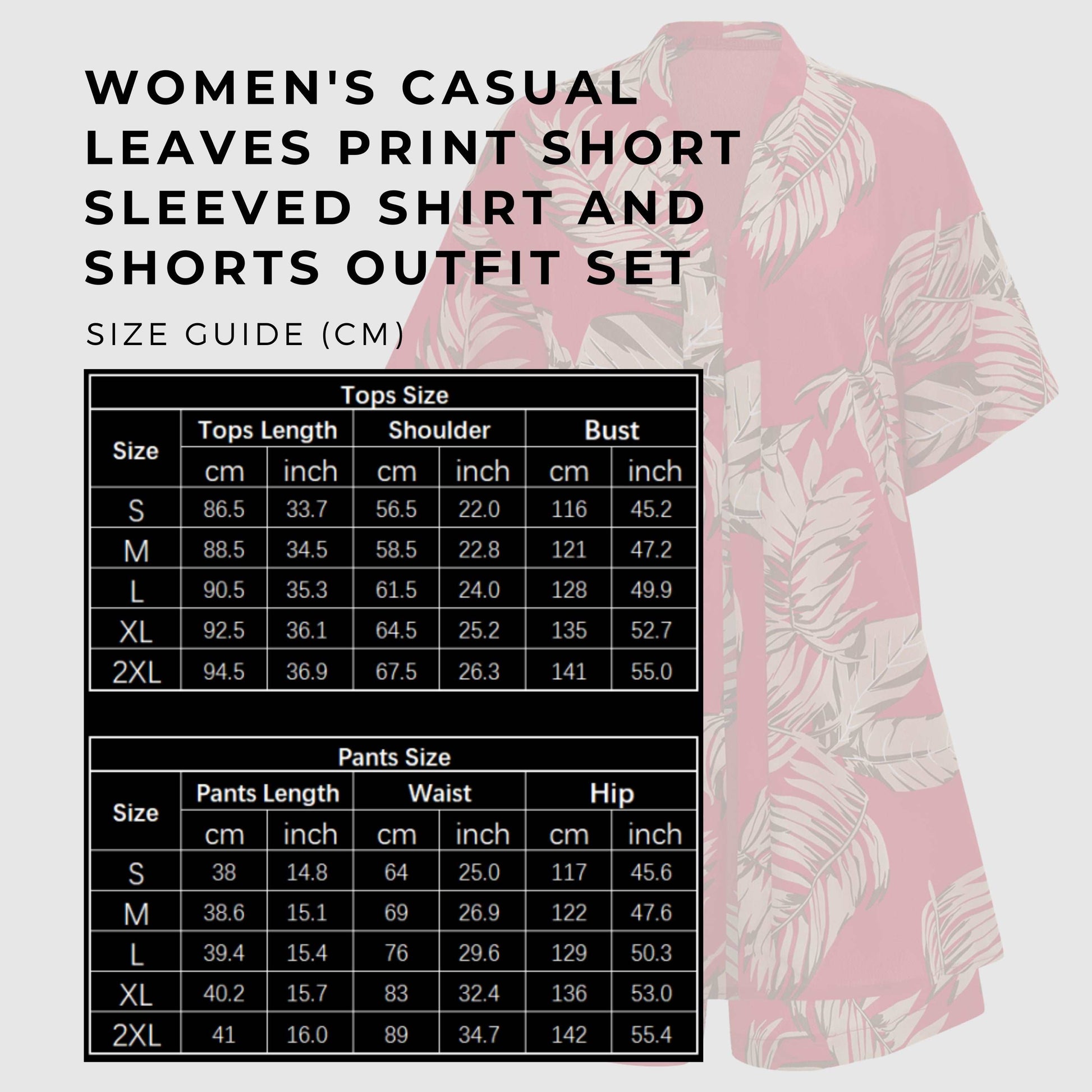 Women's Casual Leaves Print Short Sleeved Shirt And Shorts Outfit Set - ChoreGirl