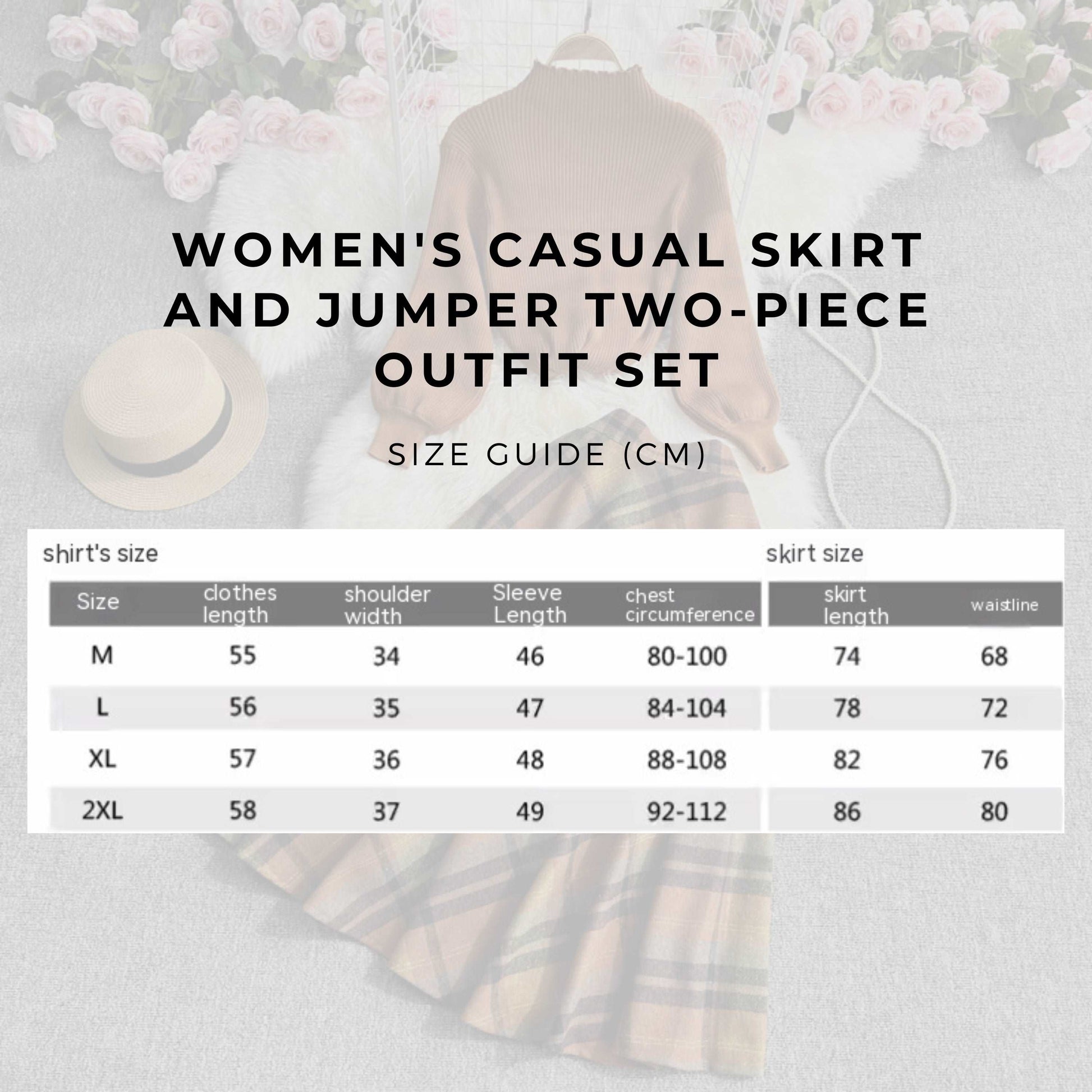 Women's Casual Skirt and Jumper Two-piece Outfit Set - ChoreGirl