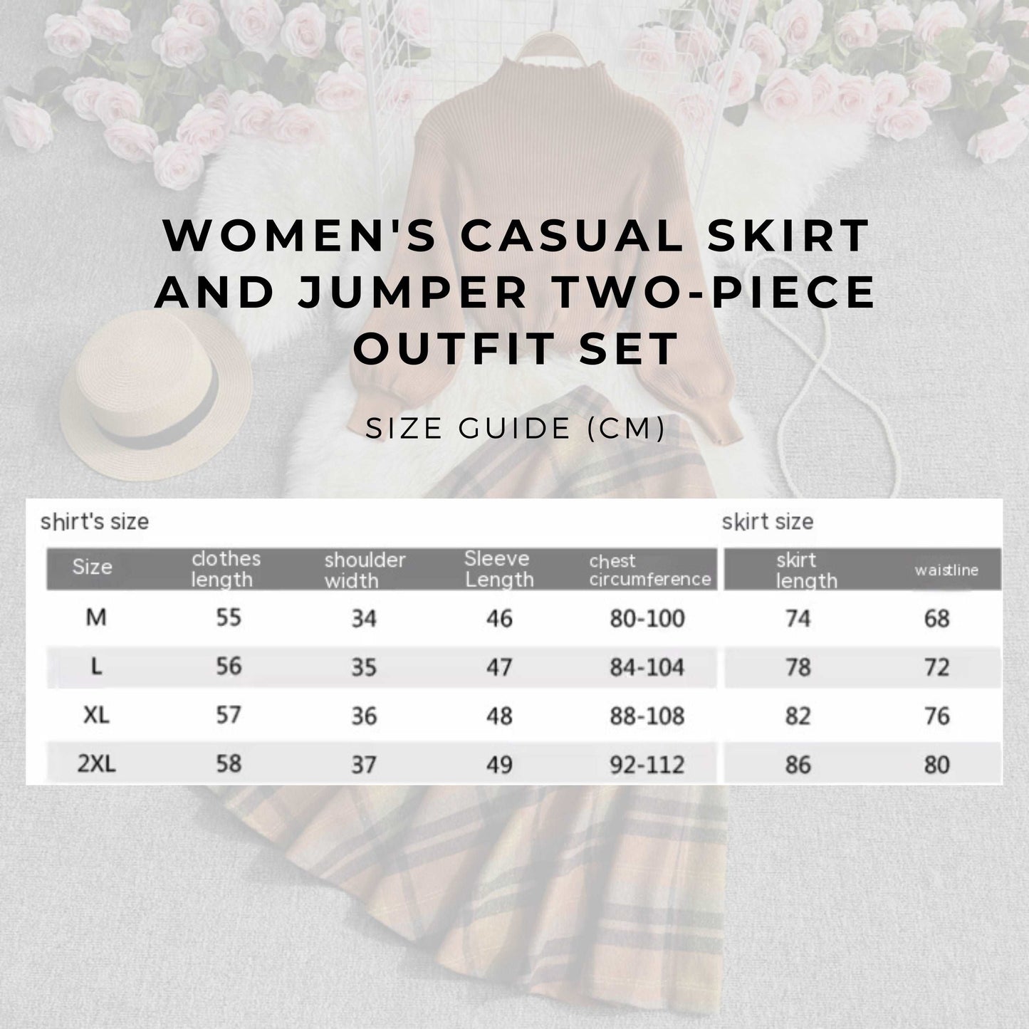 Women's Casual Skirt and Jumper Two-piece Outfit Set - ChoreGirl