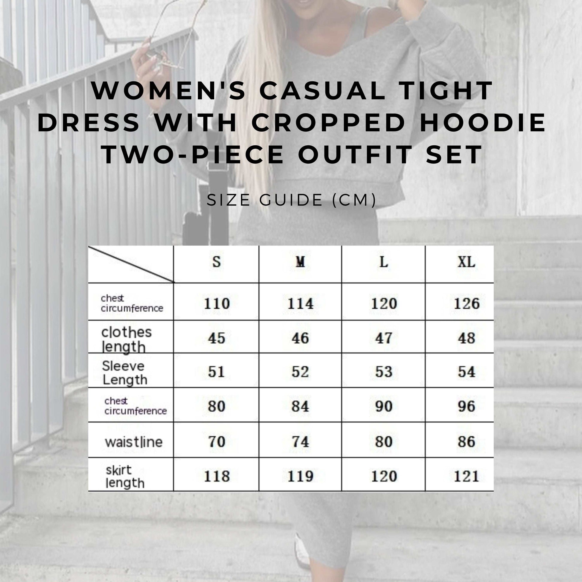 Women's Casual Tight Dress with Cropped Hoodie Two-piece Outfit Set - ChoreGirl