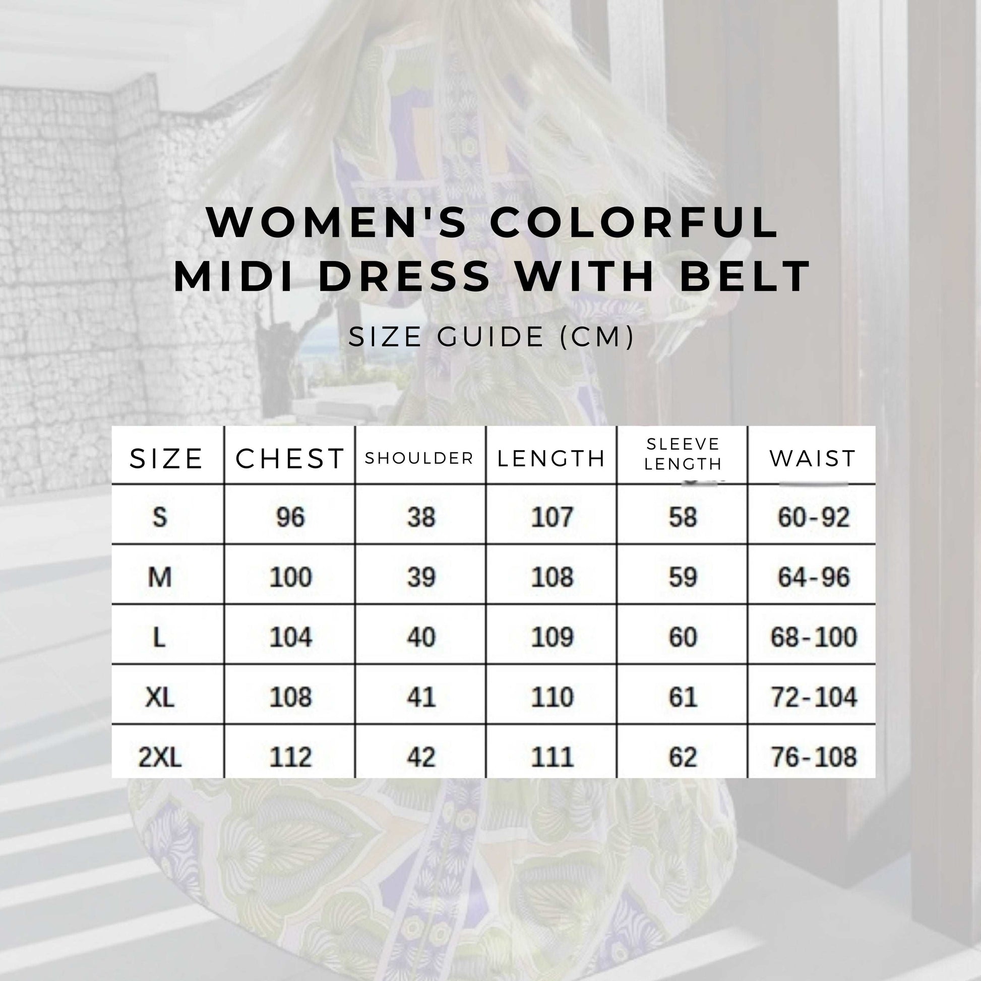 Women's Colorful Midi Dress with Belt - ChoreGirl
