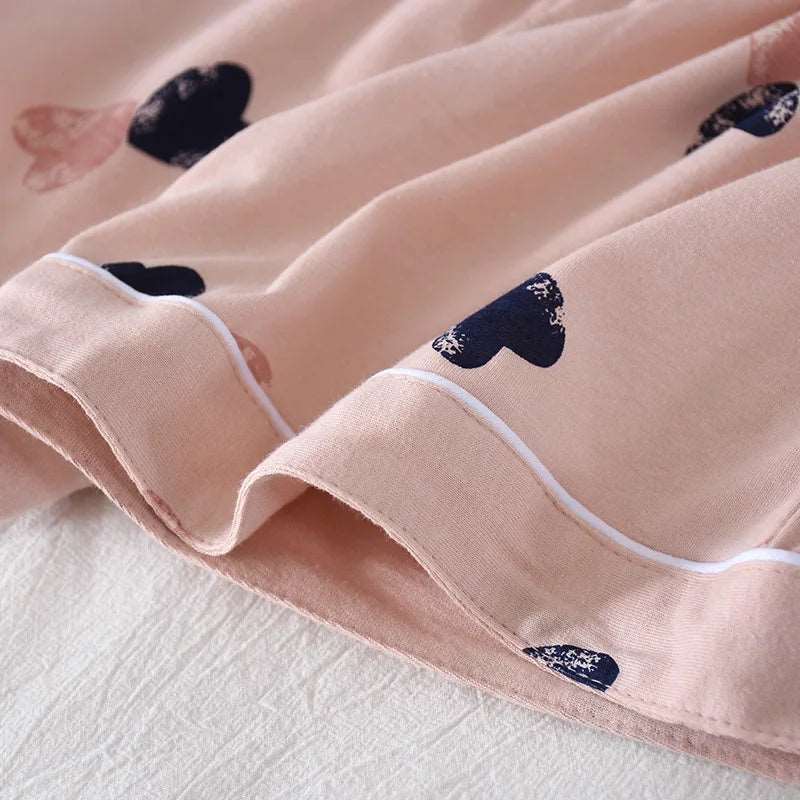 Women's Cotton Short Sleeved Shirt and Shorts Two-Piece Pajamas Set - ChoreGirl
