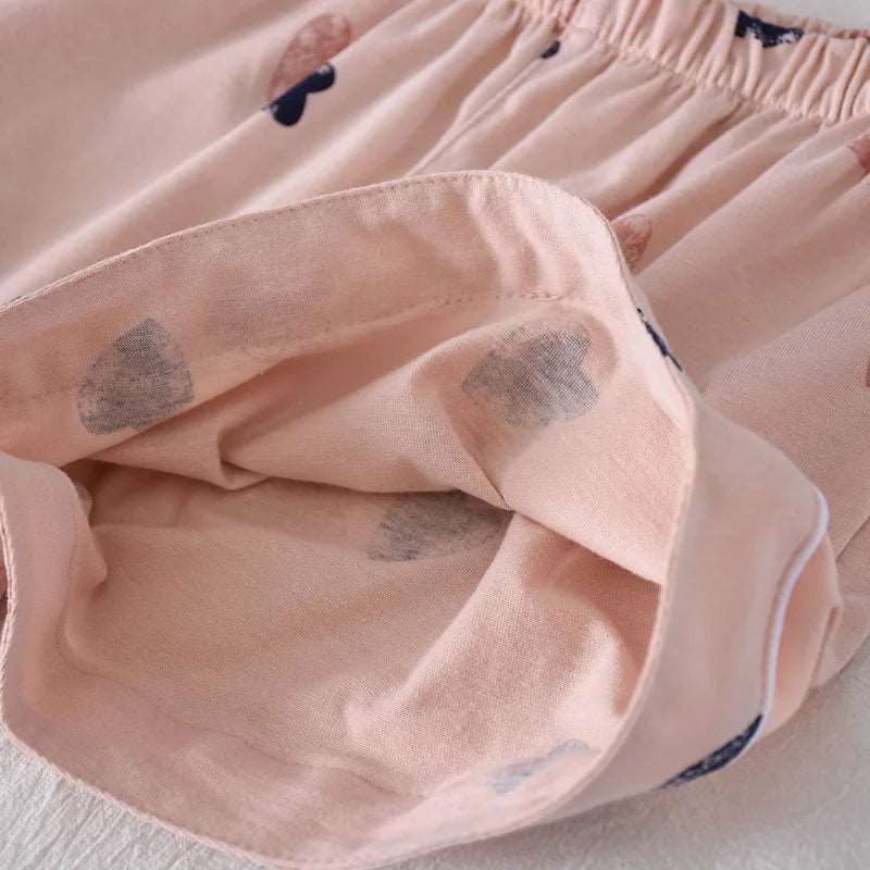 Women's Cotton Short Sleeved Shirt and Shorts Two-Piece Pajamas Set - ChoreGirl