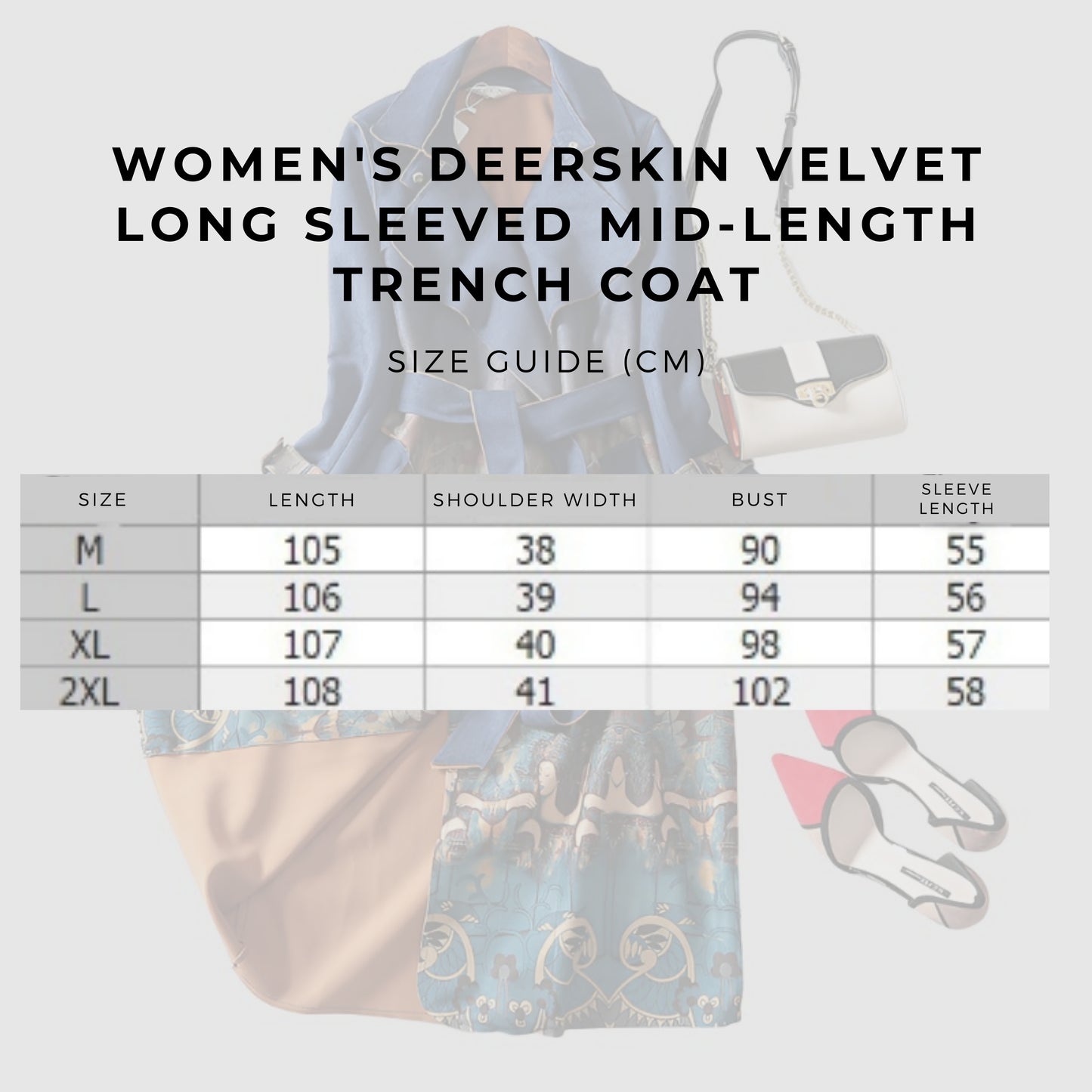 Women's Deerskin Velvet Long Sleeved Mid-Length Trench Coat - ChoreGirl
