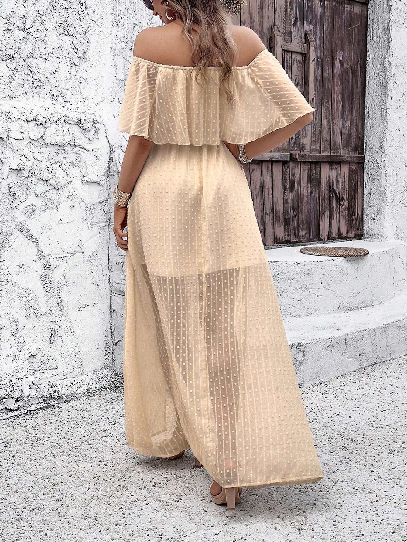 Women's Elegant Off-shoulder Maxi Dress - ChoreGirl