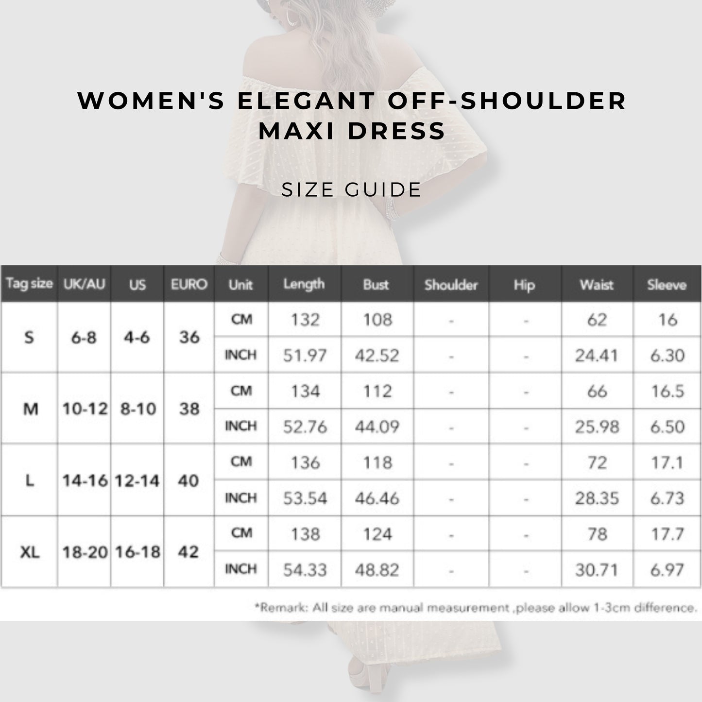 Women's Elegant Off-shoulder Maxi Dress - ChoreGirl