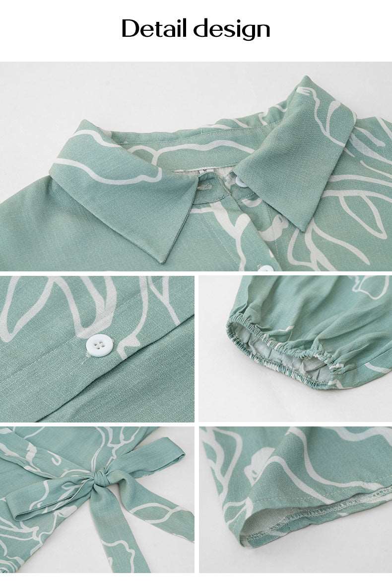 Women's Elegant Printed Short Sleeve Dress - ChoreGirl