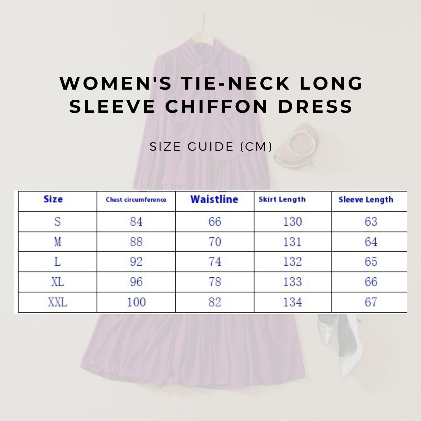 Women's Long Sleeve Chiffon Dress with a bow Bow Collar - ChoreGirl