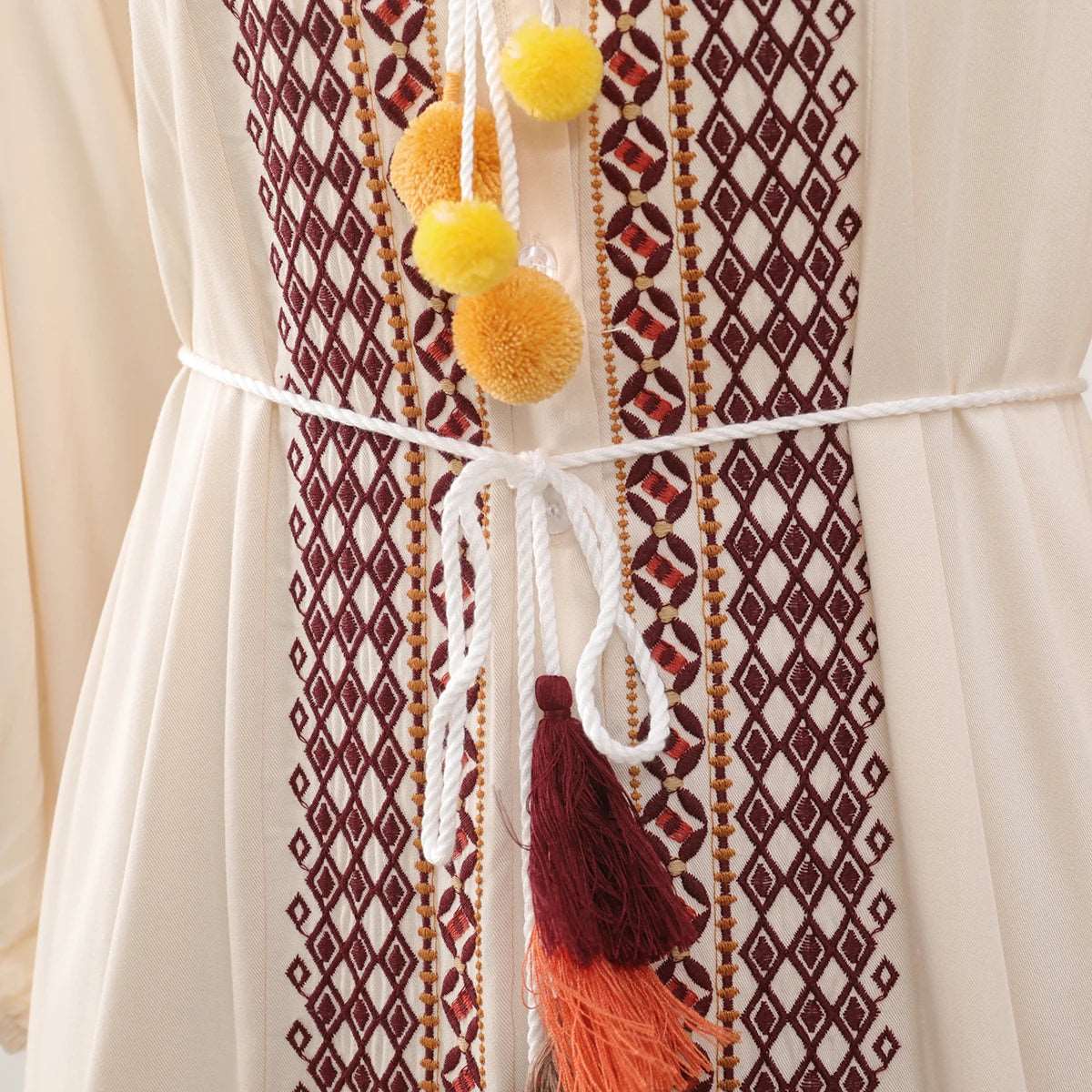Women's Vintage Boho Beach Hippie Long Sleeve Embroidery Loose Maxi Dress - ChoreGirl