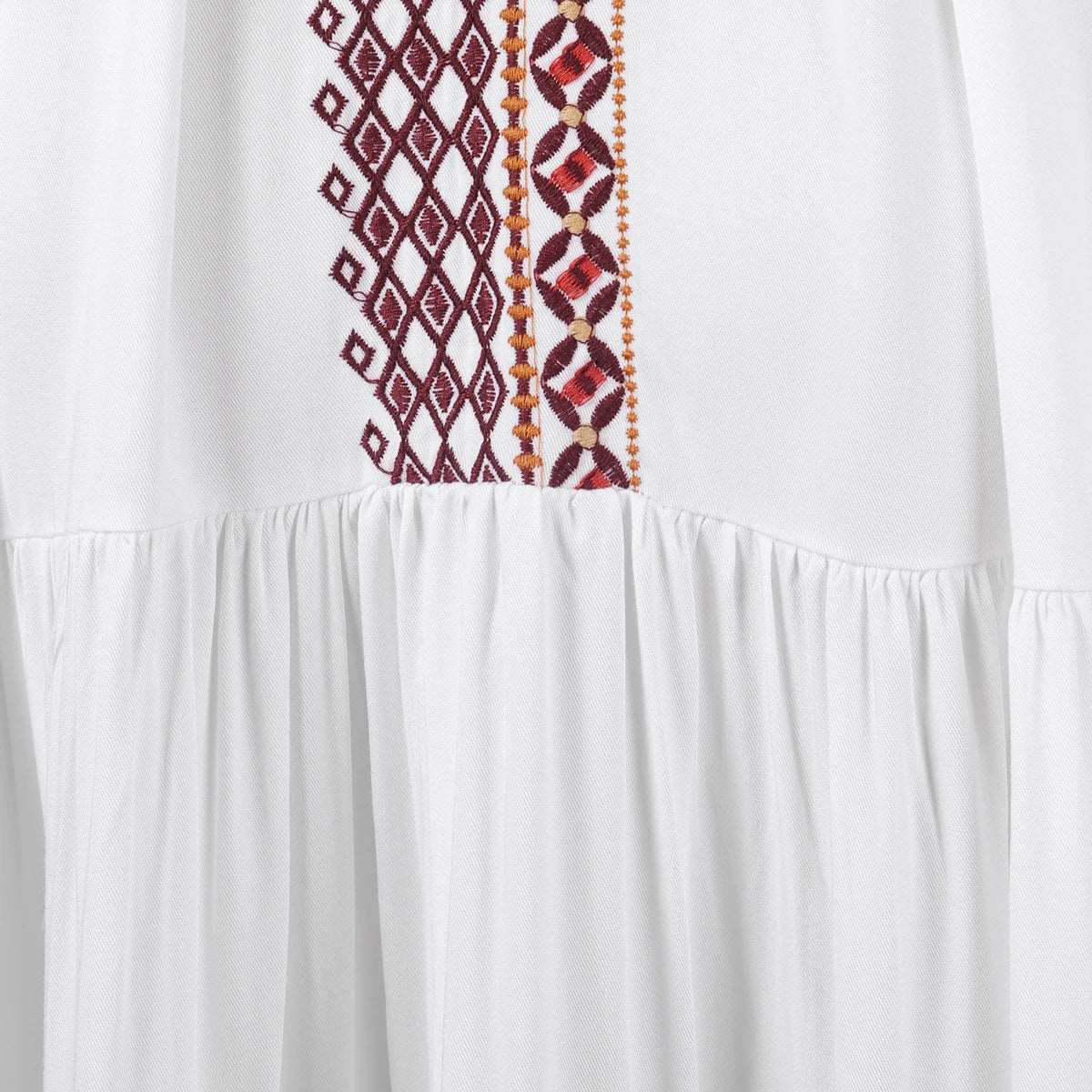 Women's Vintage Boho Beach Hippie Long Sleeve Embroidery Loose Maxi Dress - ChoreGirl