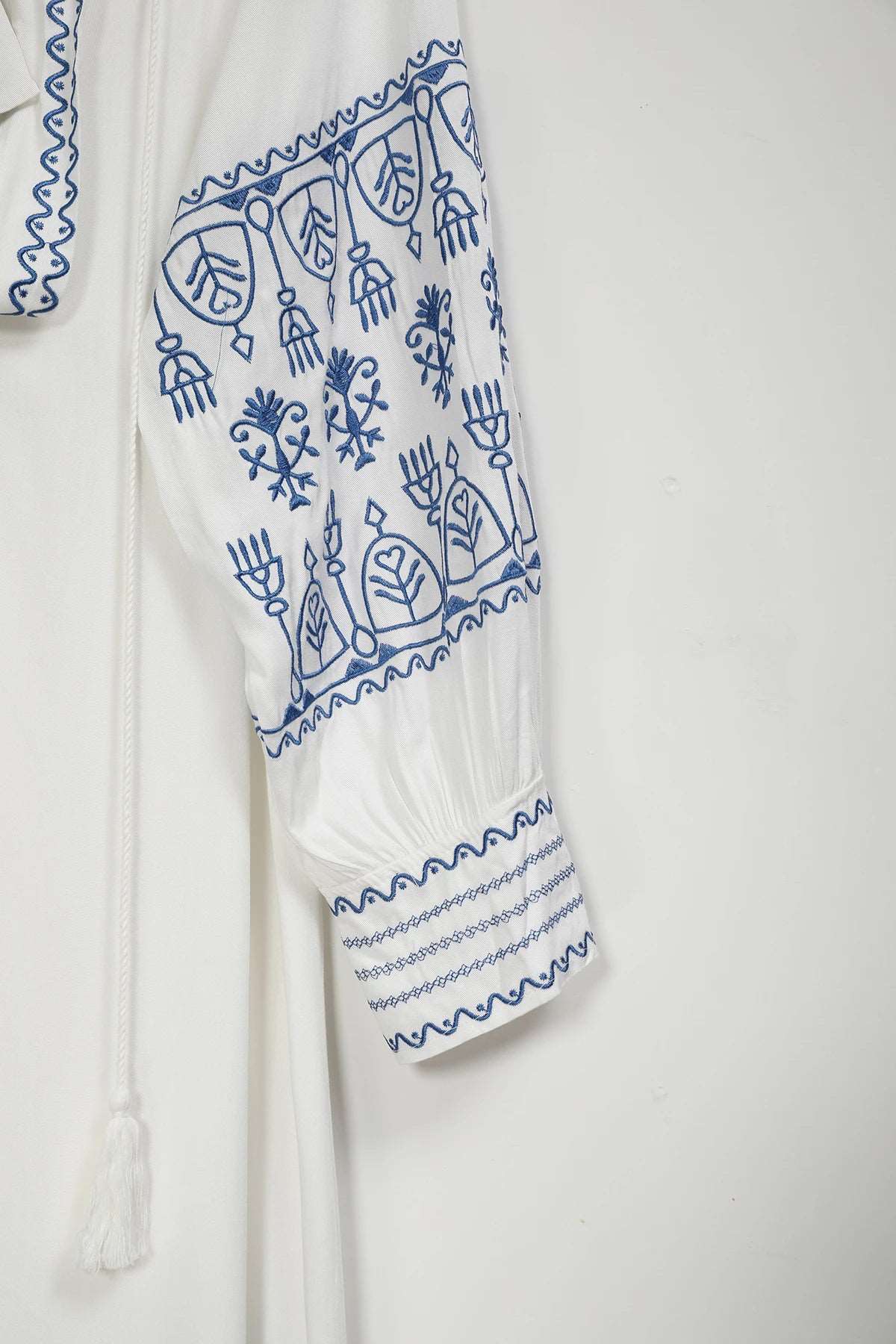 Women's Vintage Boho Beach Hippie Long Sleeve Embroidery Loose Maxi Dress - ChoreGirl