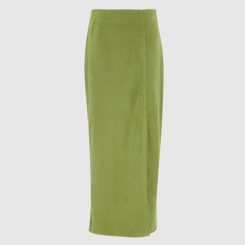 Women's Avocado Green High Waist Suede Skirt - ChoreGirl