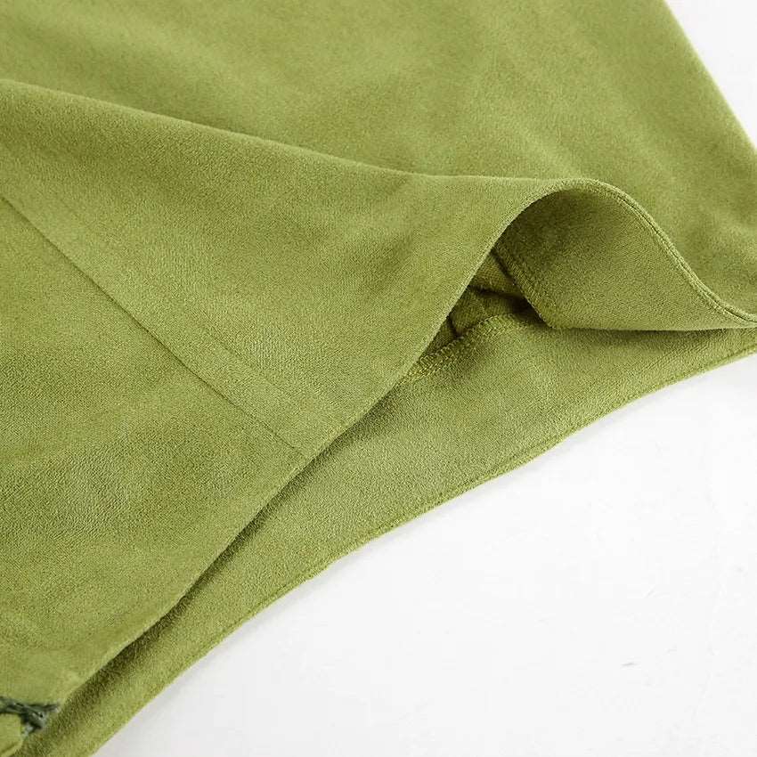 Women's Avocado Green High Waist Suede Skirt - ChoreGirl