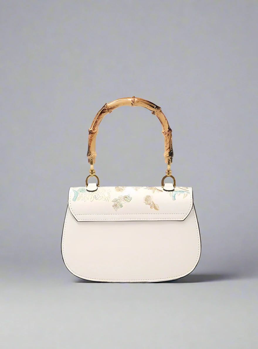 Women's Bamboo Handle Embroidery Detail Cross-body Bag - ChoreGirl