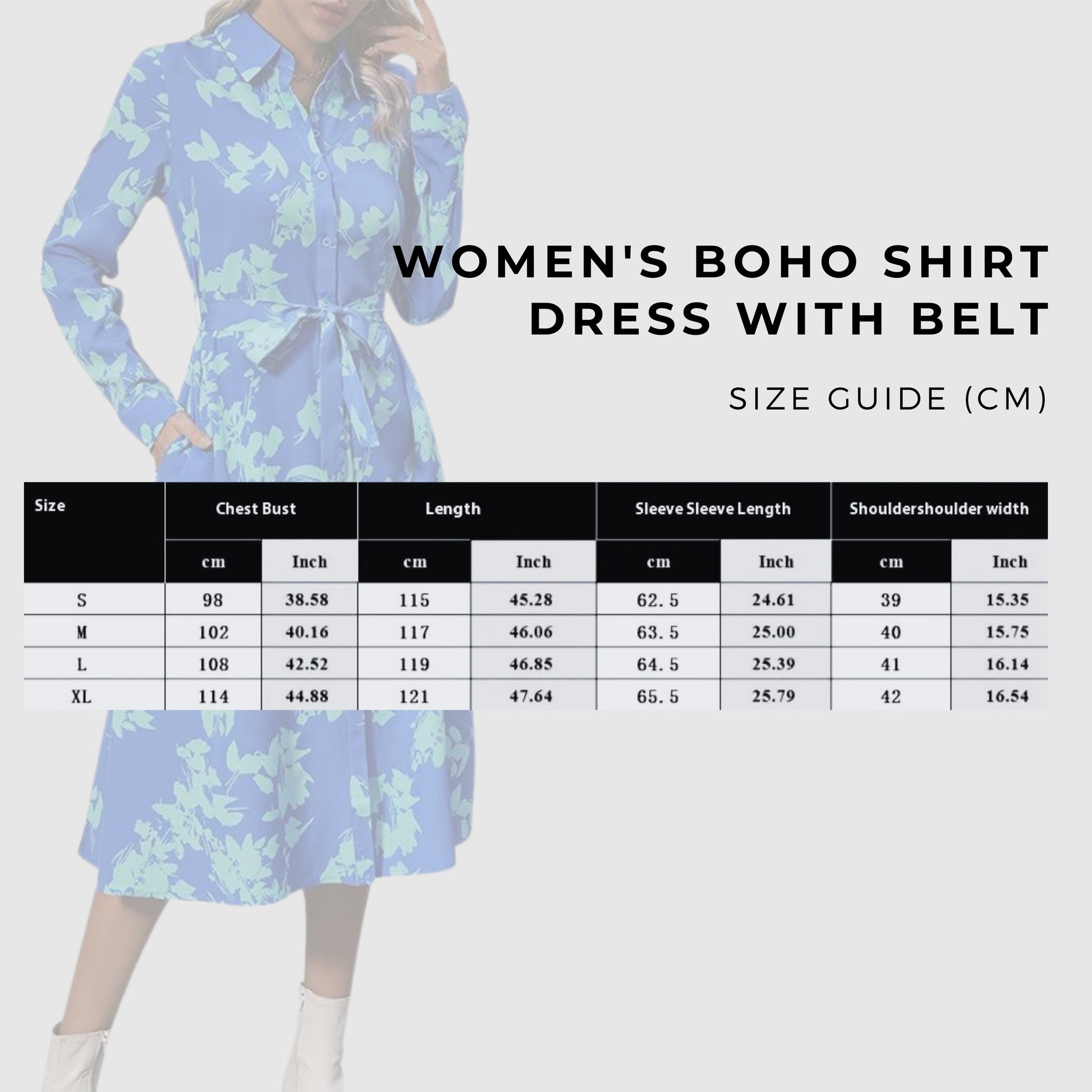 Women's Boho Shirt Dress with Belt - ChoreGirl