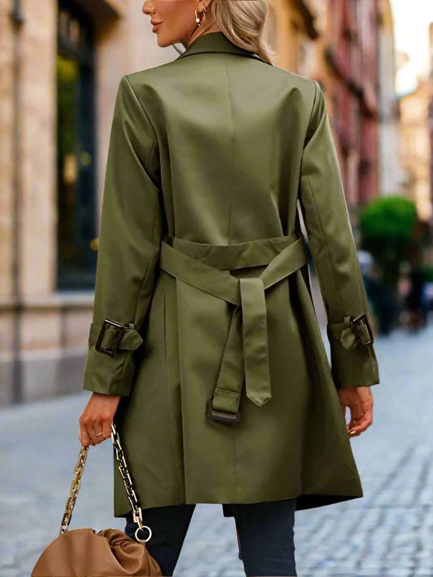 Women's Casual Double Breasted Trench Coat - ChoreGirl