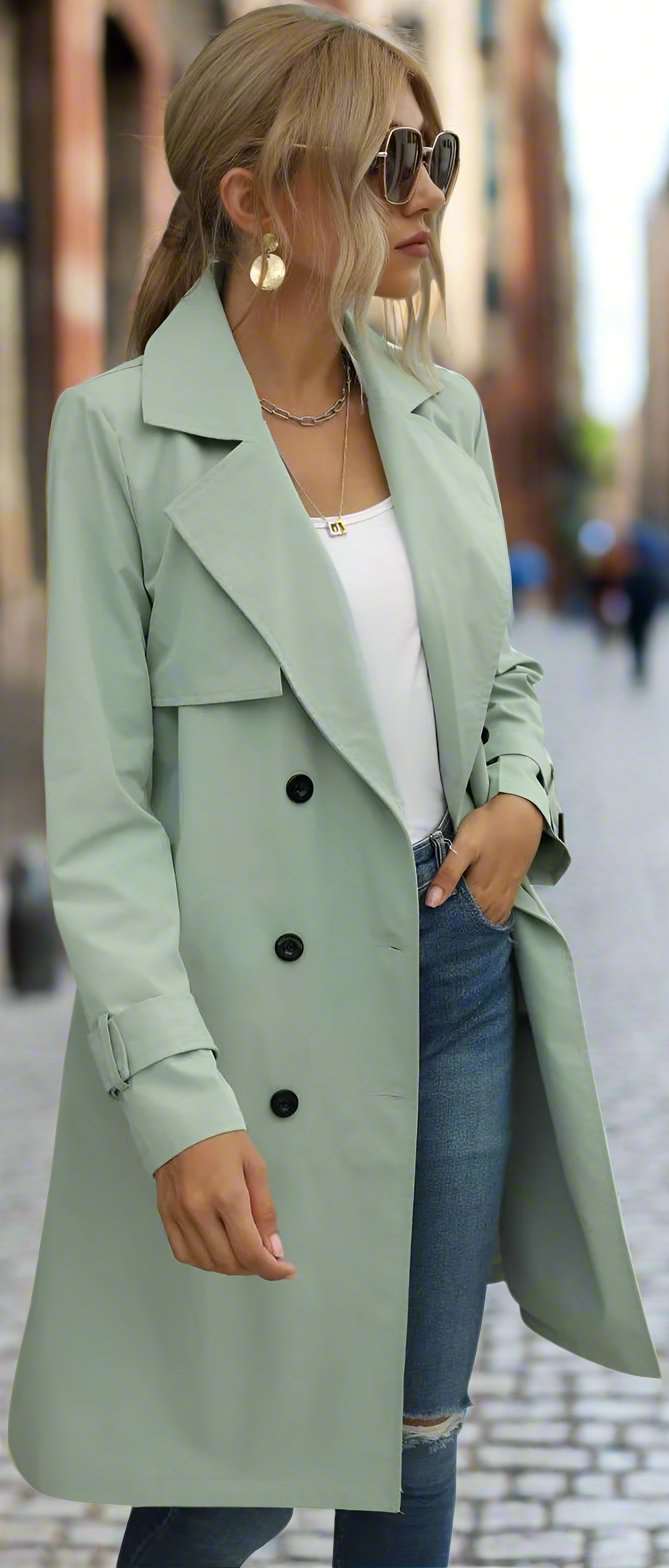 Women's Casual Double Breasted Trench Coat - ChoreGirl