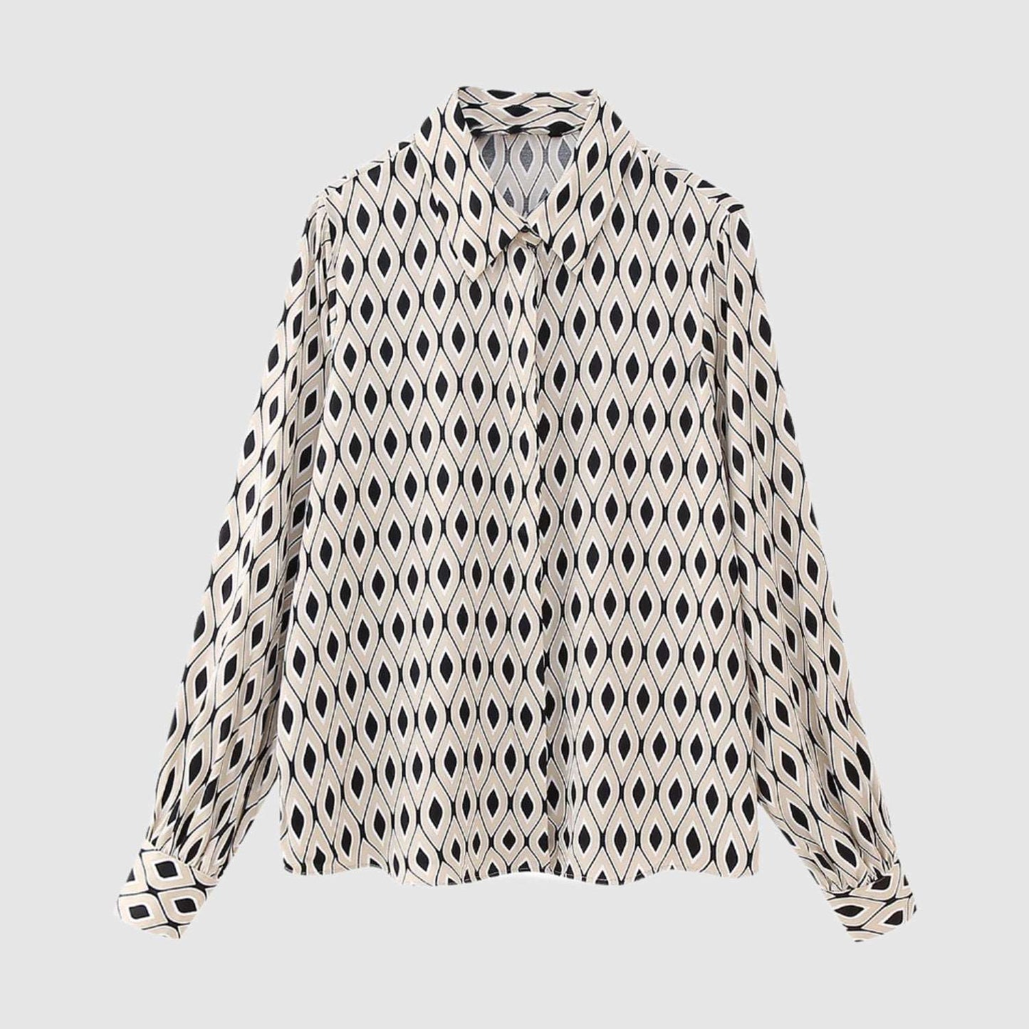 Women's Casual Geometric Pattern Silk Satin Textured Shirt - ChoreGirl