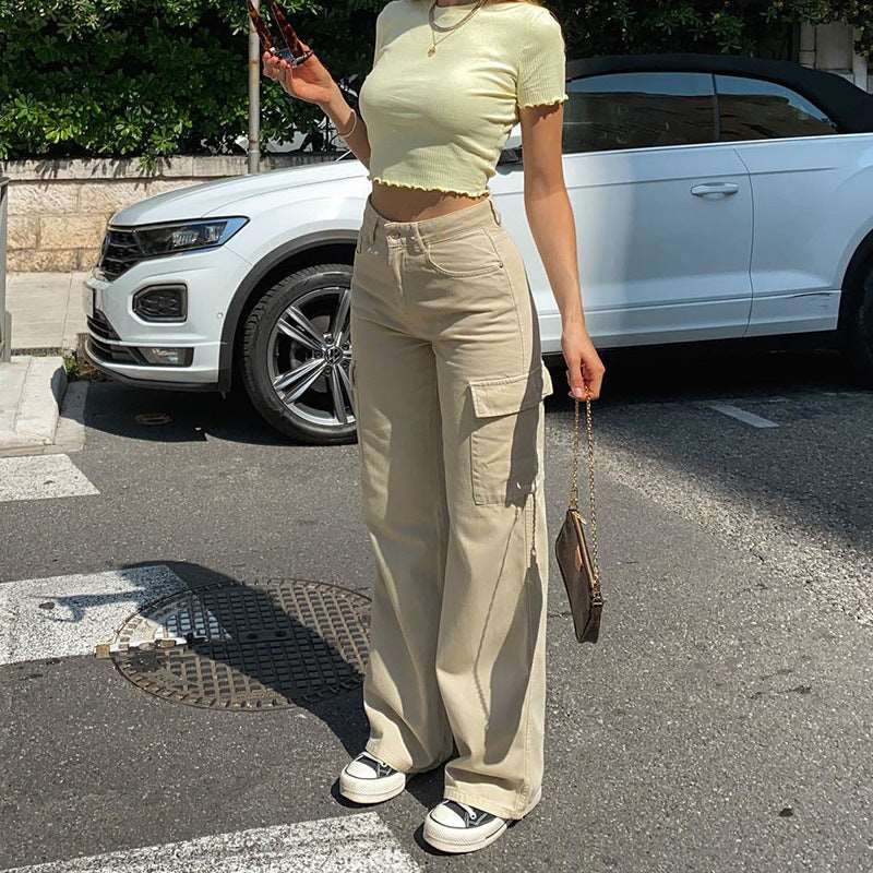Women's Casual High Waist Straight, Wide Leg Jeans - ChoreGirl