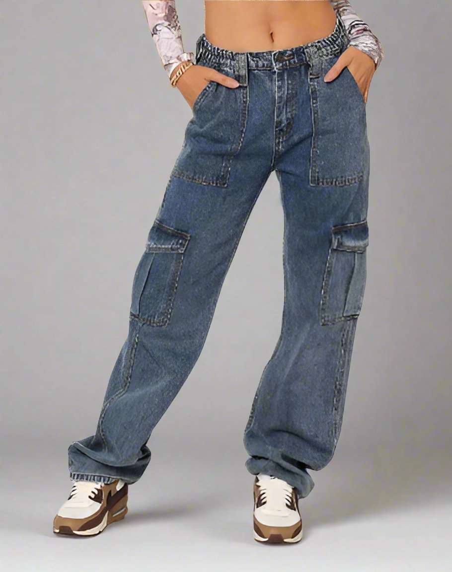 Women's Casual High Waist Straight, Wide Leg Jeans - ChoreGirl