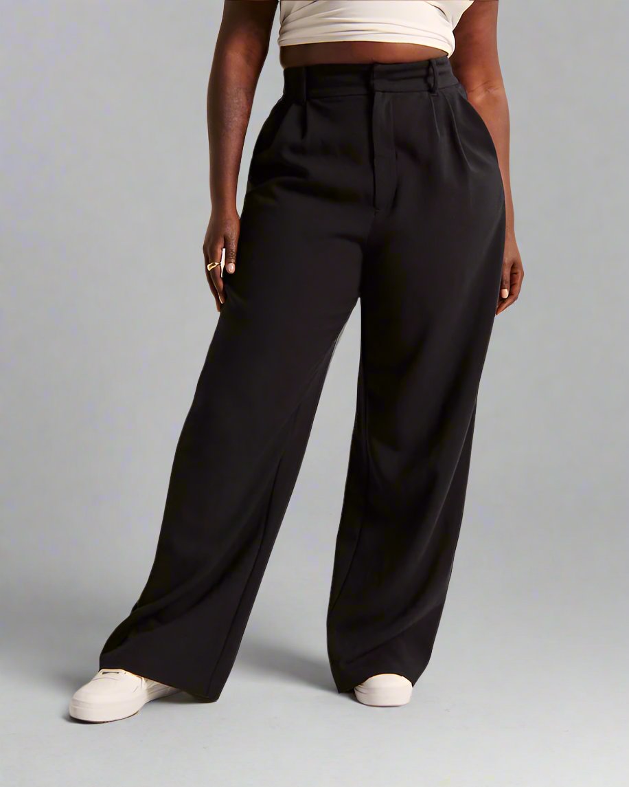 Women's Casual High Waist Straight and Wide Leg Pants with Pockets - ChoreGirl