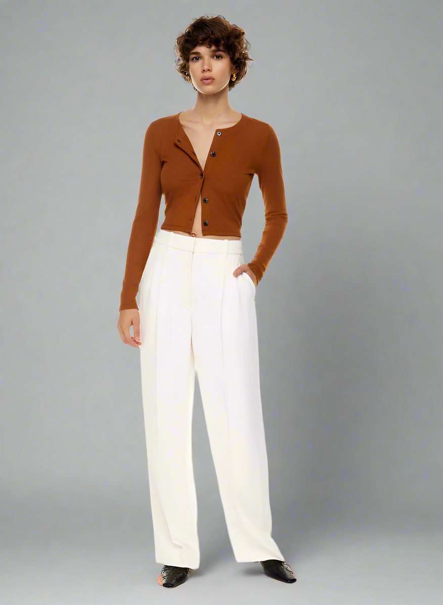 Women's Casual High Waist Straight and Wide Leg Pants with Pockets - ChoreGirl