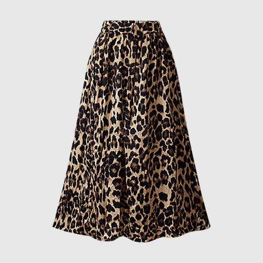 Women's Casual Leopard Print A-line Skirt - ChoreGirl