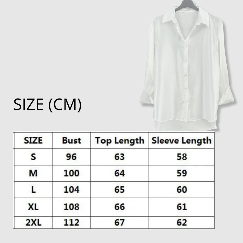 Women's Casual Shining Silk Long Sleeve Button-up Shirt - ChoreGirl