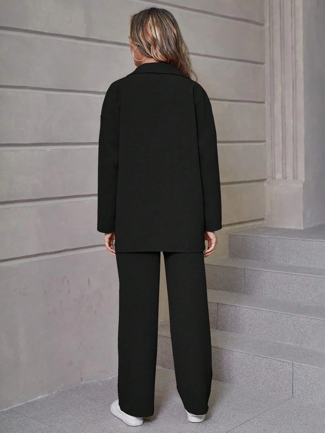 Women's Casual Shirt and Wide Leg Pants Outfit Set - ChoreGirl