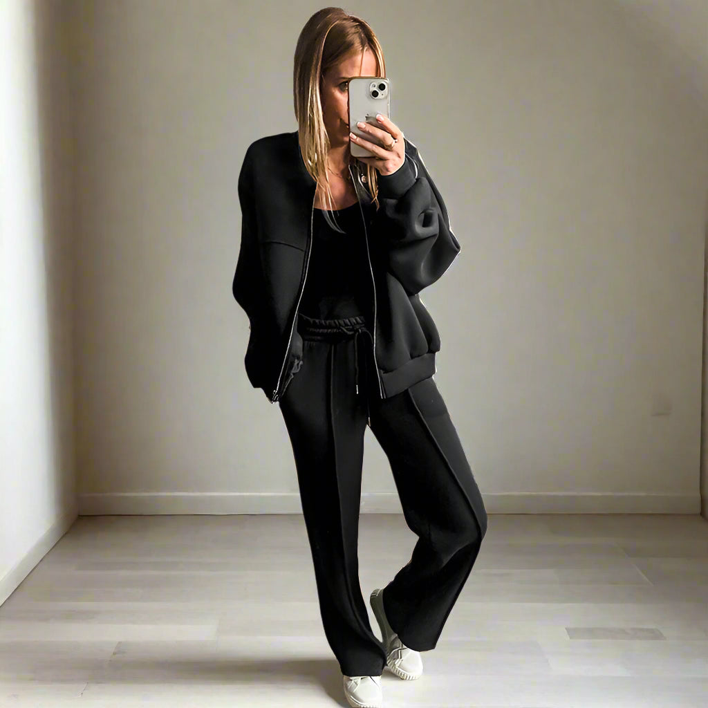 Women's Casual Slim Fit Two-piece Sporty Outfit Set - ChoreGirl